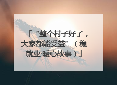 “整个村子好了，大家都能受益”（稳就业·暖心故事）
