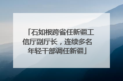 石如根跨省任新疆工信厅副厅长，连续多名年轻干部调任新疆