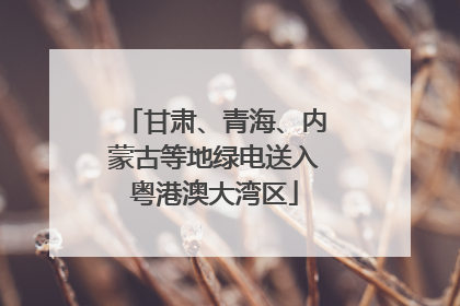 甘肃、青海、内蒙古等地绿电送入粤港澳大湾区