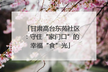 甘肃高台东苑社区：守住“家门口”的幸福“食”光