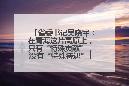 省委书记吴晓军：在青海这片高原上，只有“特殊贡献”，没有“特殊待遇”