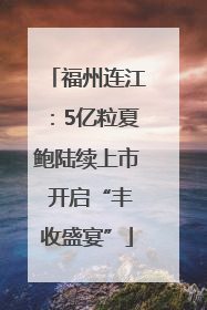 福州连江：5亿粒夏鲍陆续上市 开启“丰收盛宴”