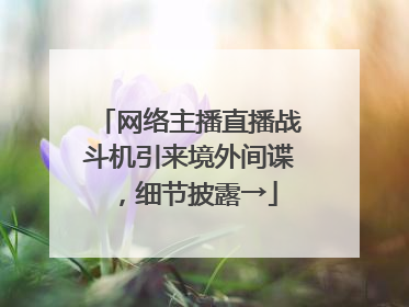 网络主播直播战斗机引来境外间谍，细节披露→