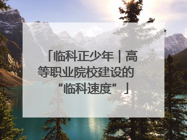 临科正少年｜高等职业院校建设的“临科速度”