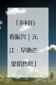 乡村行 看振兴｜元江：早熟芒果销售旺