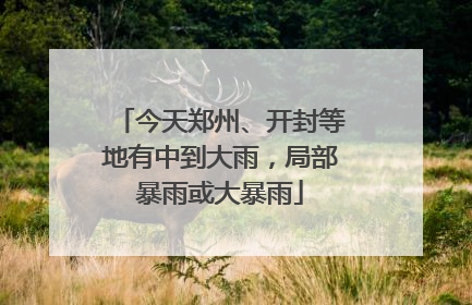今天郑州、开封等地有中到大雨，局部暴雨或大暴雨