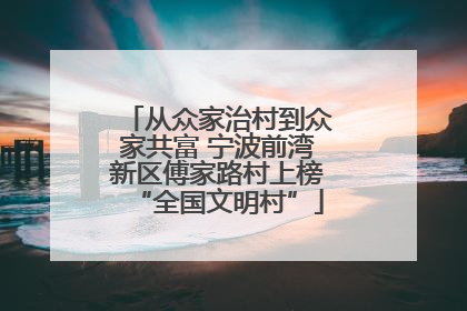 从众家治村到众家共富 宁波前湾新区傅家路村上榜“全国文明村”