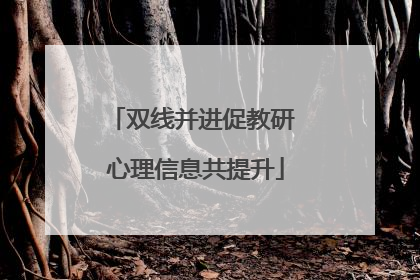 双线并进促教研 心理信息共提升