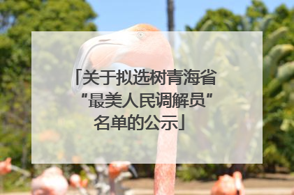 关于拟选树青海省“最美人民调解员” 名单的公示
