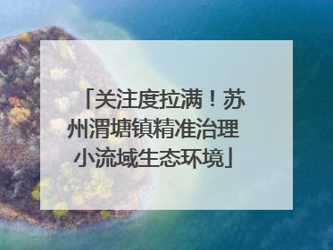 关注度拉满！苏州渭塘镇精准治理小流域生态环境