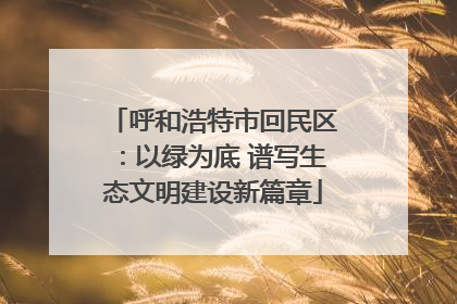 呼和浩特市回民区：以绿为底 谱写生态文明建设新篇章