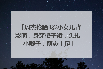 周杰伦晒3岁小女儿背影照，身穿格子裙，头扎小辫子，萌态十足