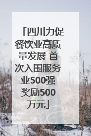四川力促餐饮业高质量发展 首次入围服务业500强奖励500万元