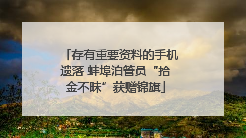 存有重要资料的手机遗落 蚌埠泊管员“拾金不昧”获赠锦旗