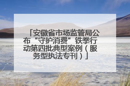 安徽省市场监管局公布“守护消费”铁拳行动第四批典型案例（服务型执法专刊）
