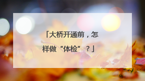 大桥开通前，怎样做“体检”？