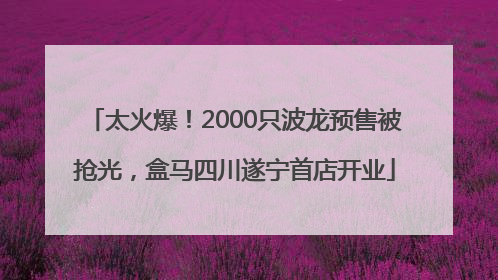 太火爆！2000只波龙预售被抢光，盒马四川遂宁首店开业