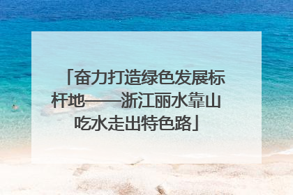 奋力打造绿色发展标杆地——浙江丽水靠山吃水走出特色路