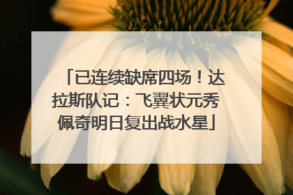已连续缺席四场！达拉斯队记：飞翼状元秀佩奇明日复出战水星
