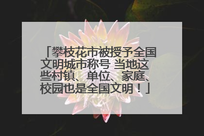 攀枝花市被授予全国文明城市称号 当地这些村镇、单位、家庭、校园也是全国文明！