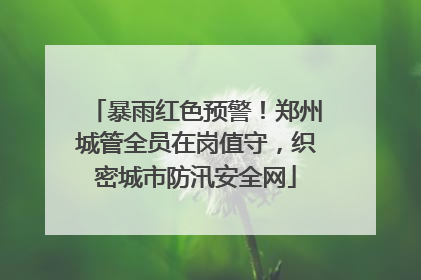 暴雨红色预警！郑州城管全员在岗值守，织密城市防汛安全网