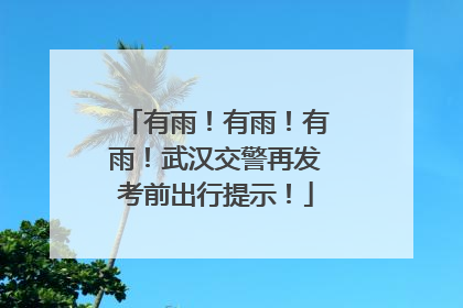 有雨！有雨！有雨！武汉交警再发考前出行提示！