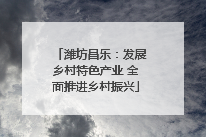 潍坊昌乐：发展乡村特色产业 全面推进乡村振兴
