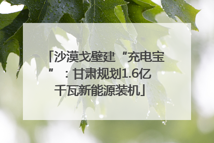 沙漠戈壁建“充电宝”：甘肃规划1.6亿千瓦新能源装机