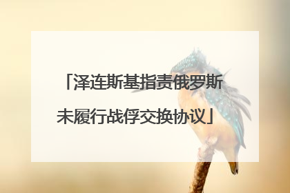 泽连斯基指责俄罗斯未履行战俘交换协议