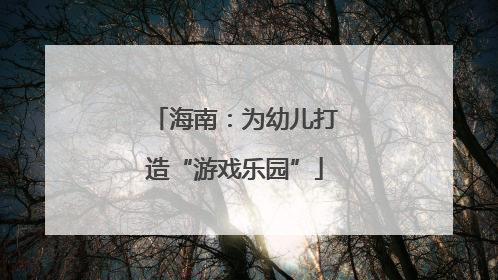 海南：为幼儿打造“游戏乐园”
