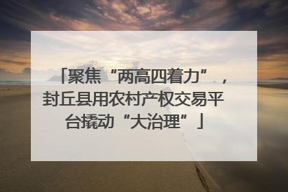 聚焦“两高四着力”，封丘县用农村产权交易平台撬动“大治理”