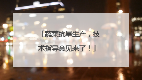 蔬菜抗旱生产，技术指导意见来了！