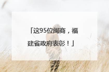 这95位闽商，福建省政府表彰！