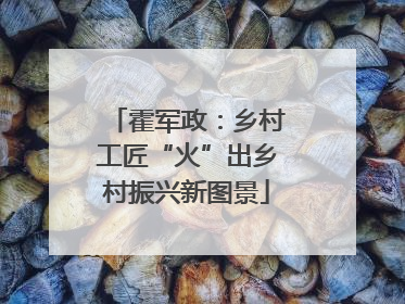 霍军政：乡村工匠“火”出乡村振兴新图景