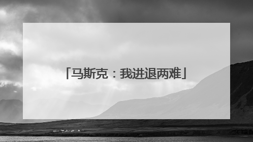 马斯克：我进退两难