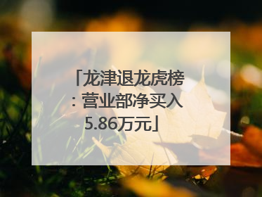 龙津退龙虎榜：营业部净买入5.86万元