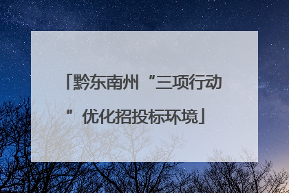 黔东南州“三项行动”优化招投标环境