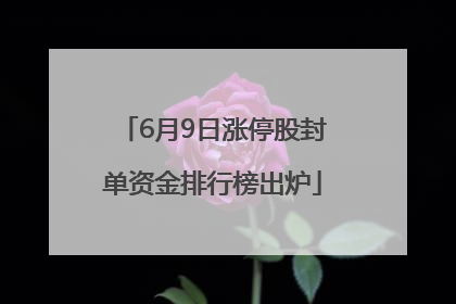 6月9日涨停股封单资金排行榜出炉